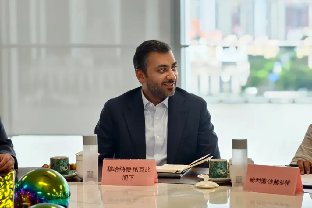 H.E. Muhannad Alnaqbi, UAE Consul General in Shanghai, during discussion at Crostars headquarters, July 2025