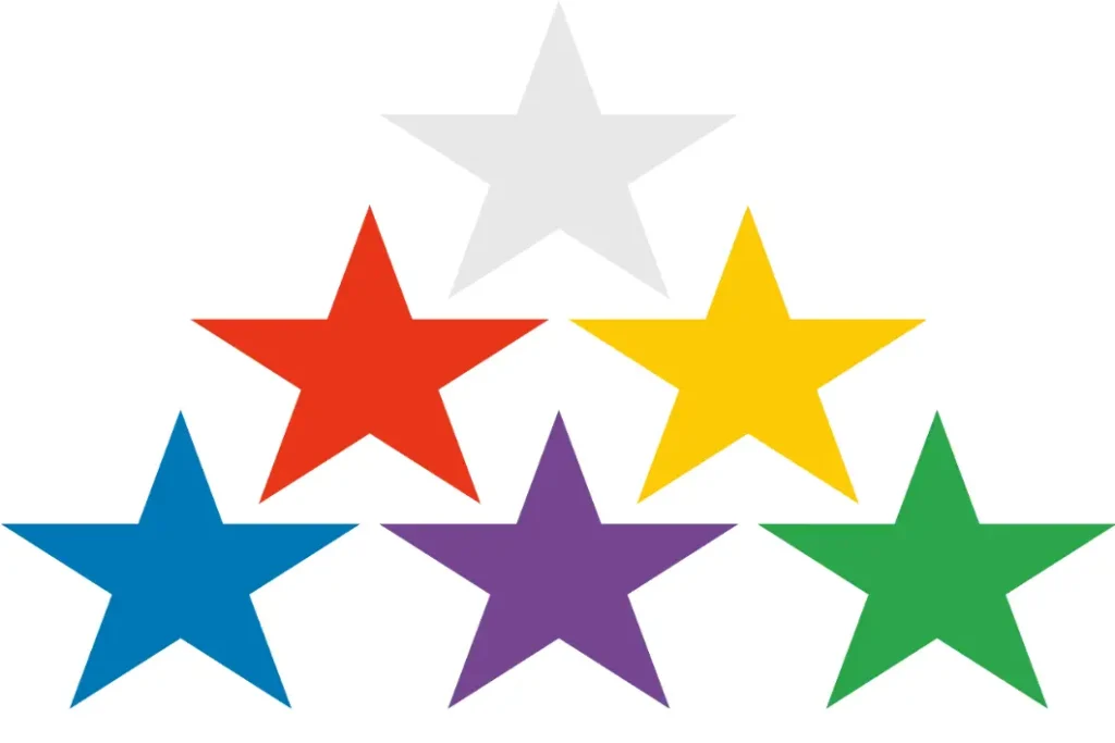 World Olymp'Arts Council six-star logo in white, red, yellow, blue, purple and green on white background